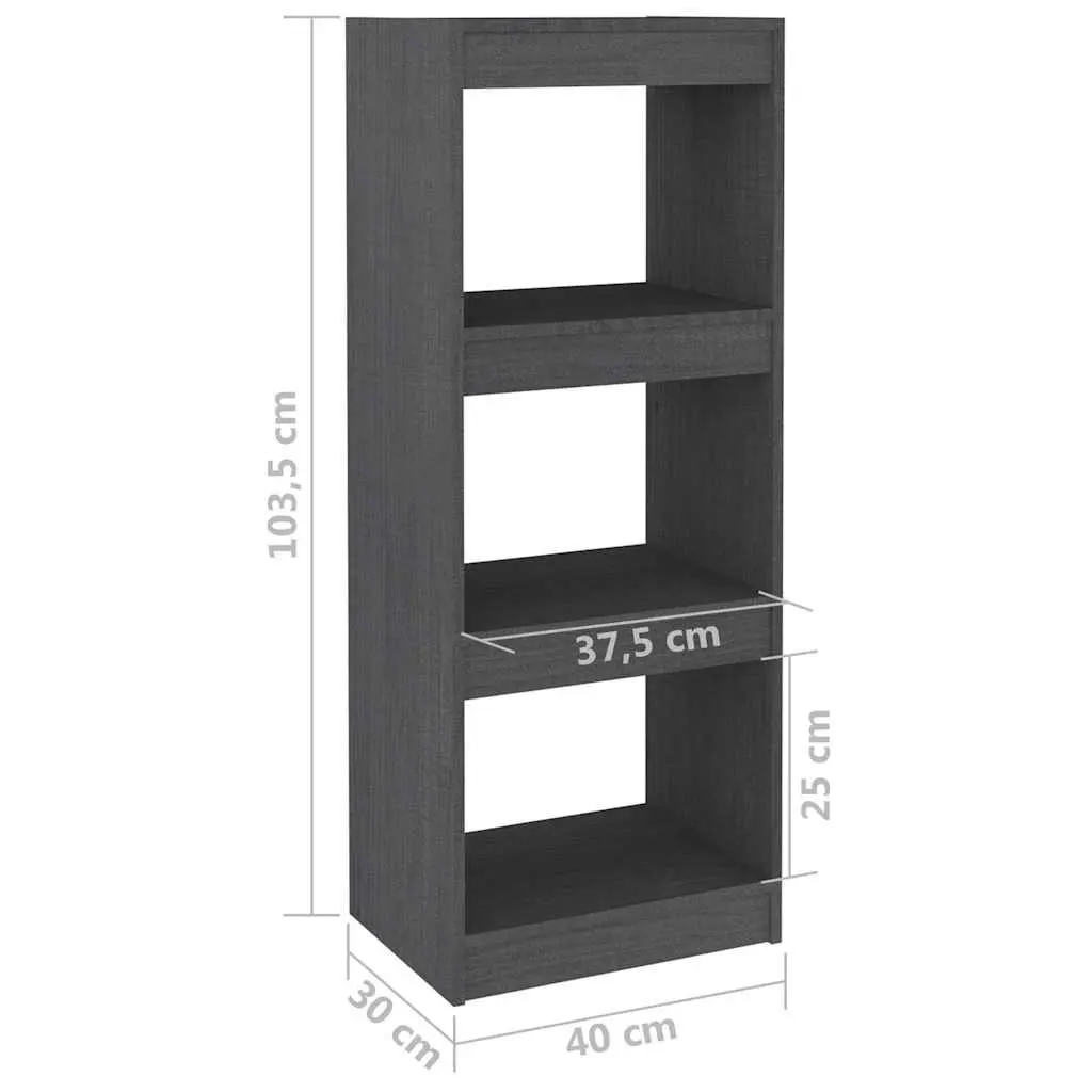 Grey Solid Pinewood Book Cabinet Room Divider 40x30x103.5cm