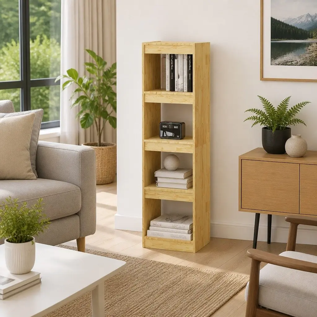 Wooden Bookcase Organizer with Room Divider Function