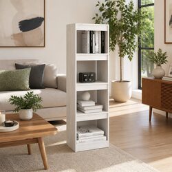 Stylish White Pinewood Book Cabinet Room Divider 40x30x135.5 cm