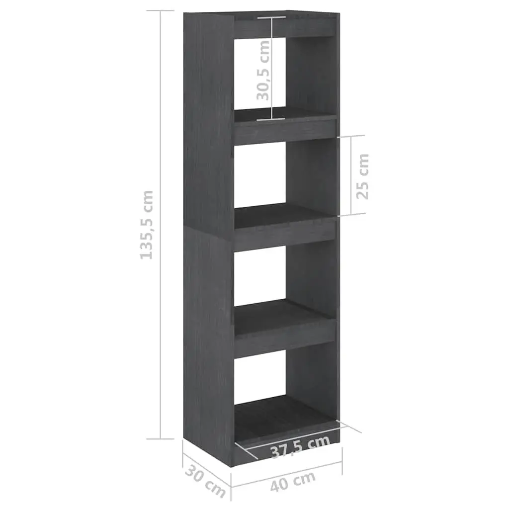 Grey Pinewood Book Cabinet and Room Divider