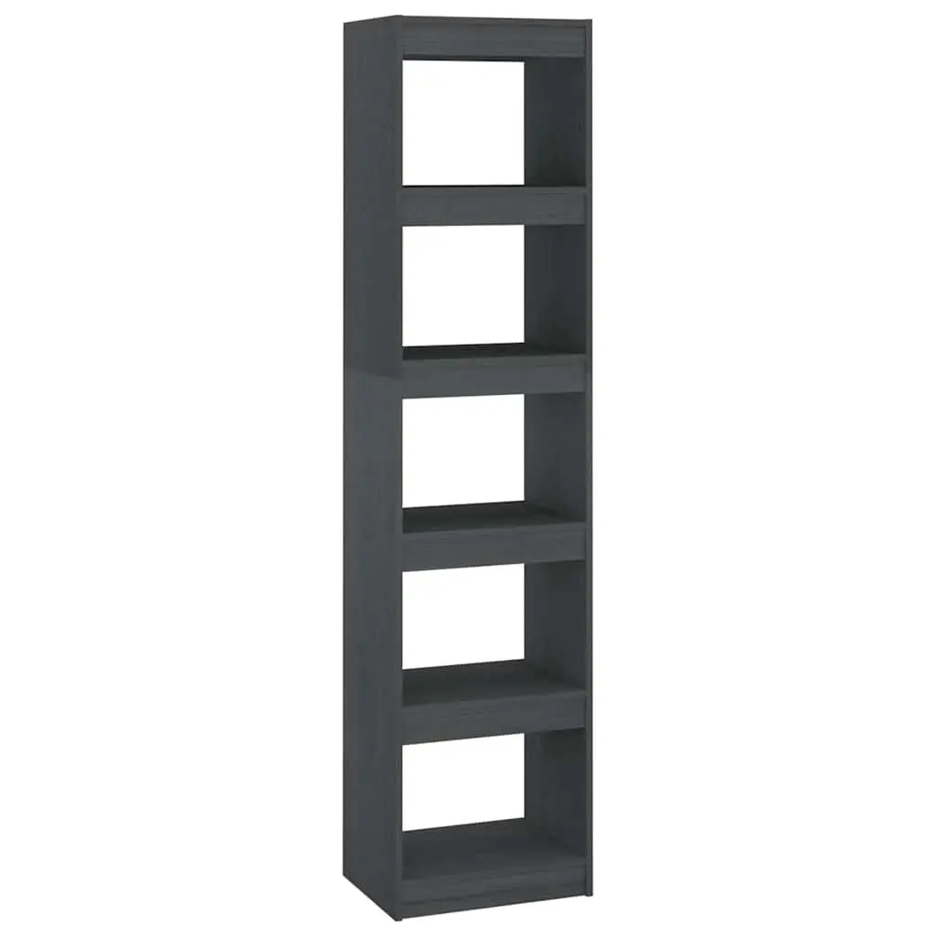 Grey Solid Pinewood Book Cabinet Room Divider with 5 Shelves