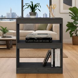 Stylish Grey Pine Wood Book Cabinet and Room Divider