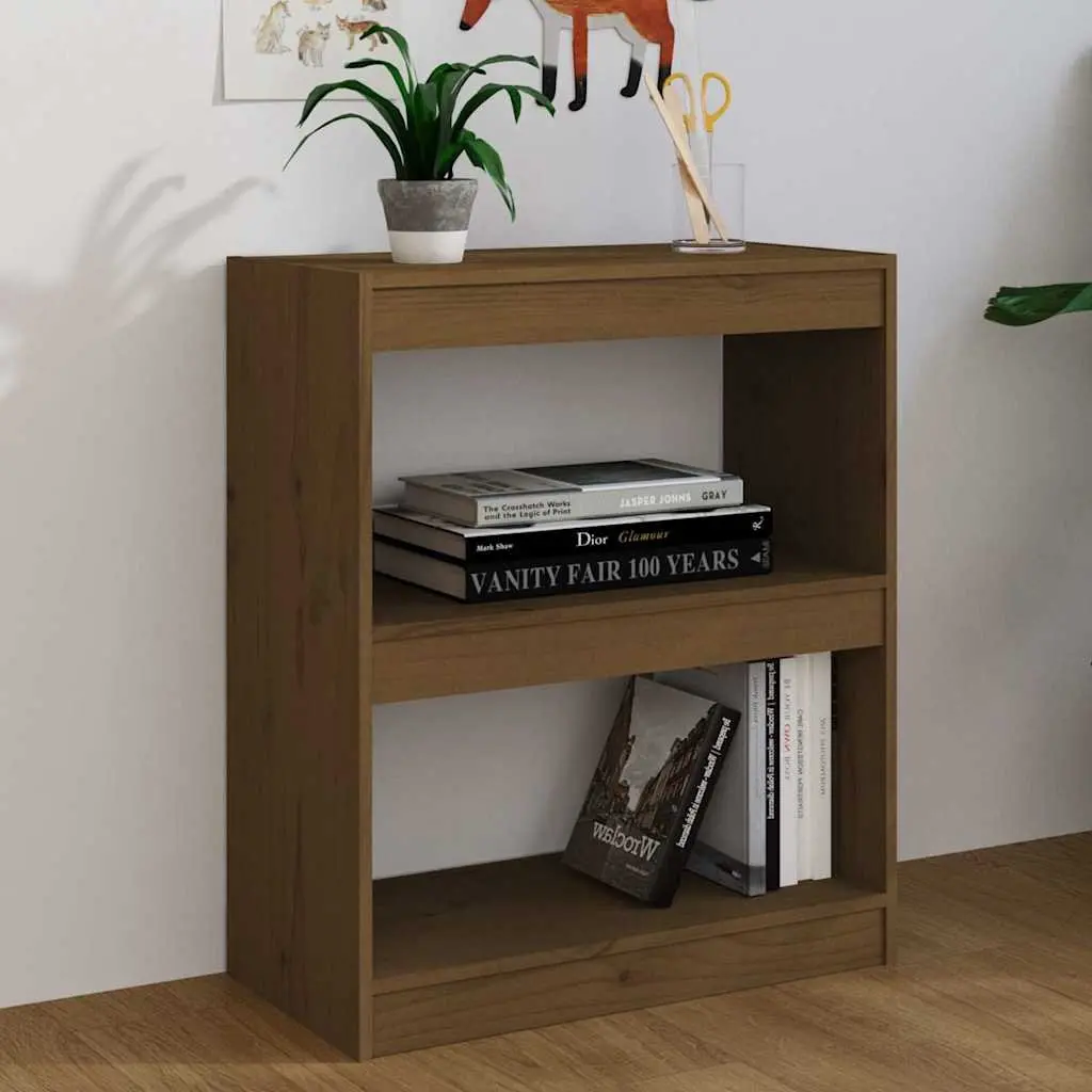 Honey Brown Wooden Bookshelf with Room Divider Function