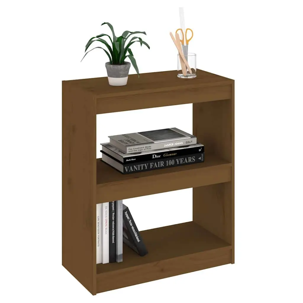 Honey Brown Wooden Bookshelf with Room Divider Function