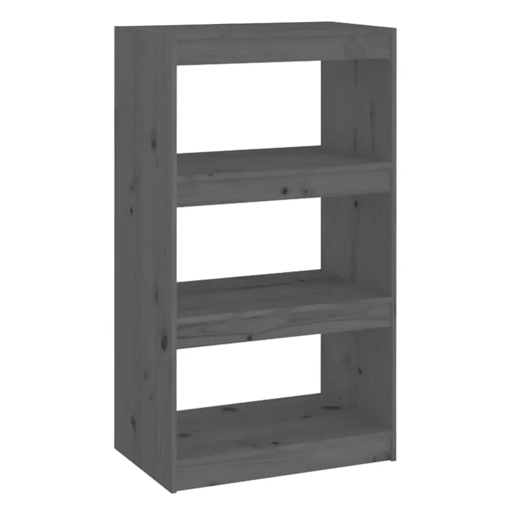 Book Cabinet Solid Pine Wood 60x30x103.5 cm Grey Room Divider Shelf Storage