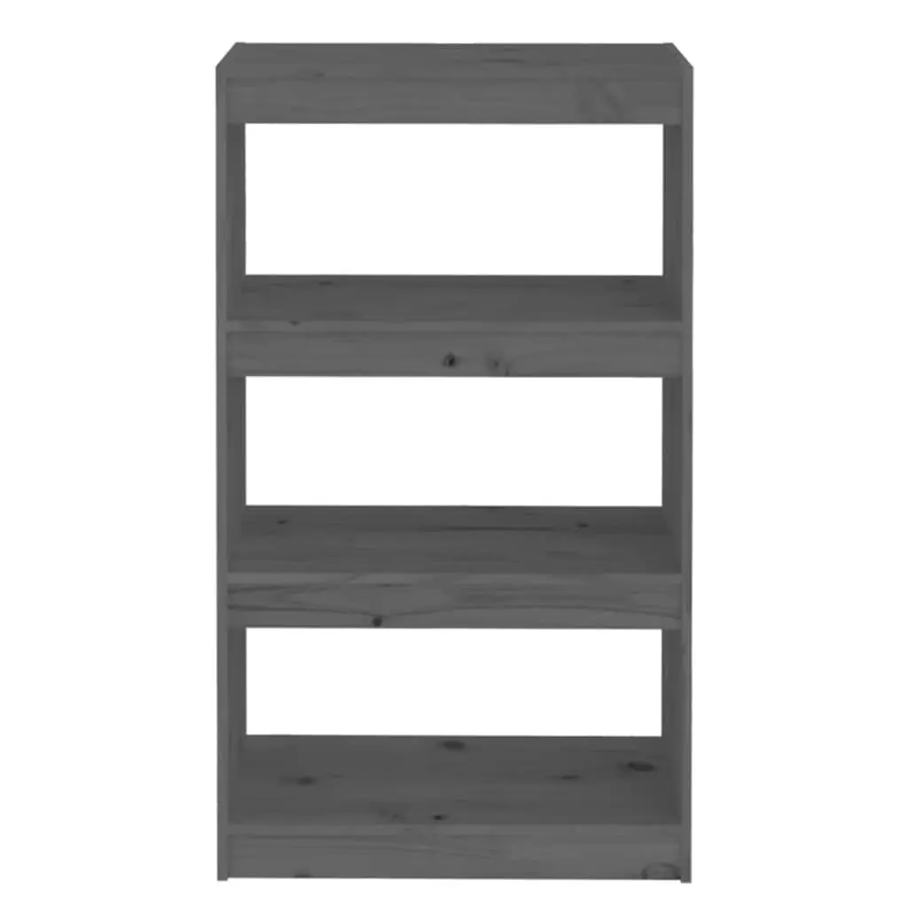 Book Cabinet Solid Pine Wood 60x30x103.5 cm Grey Room Divider Shelf Storage