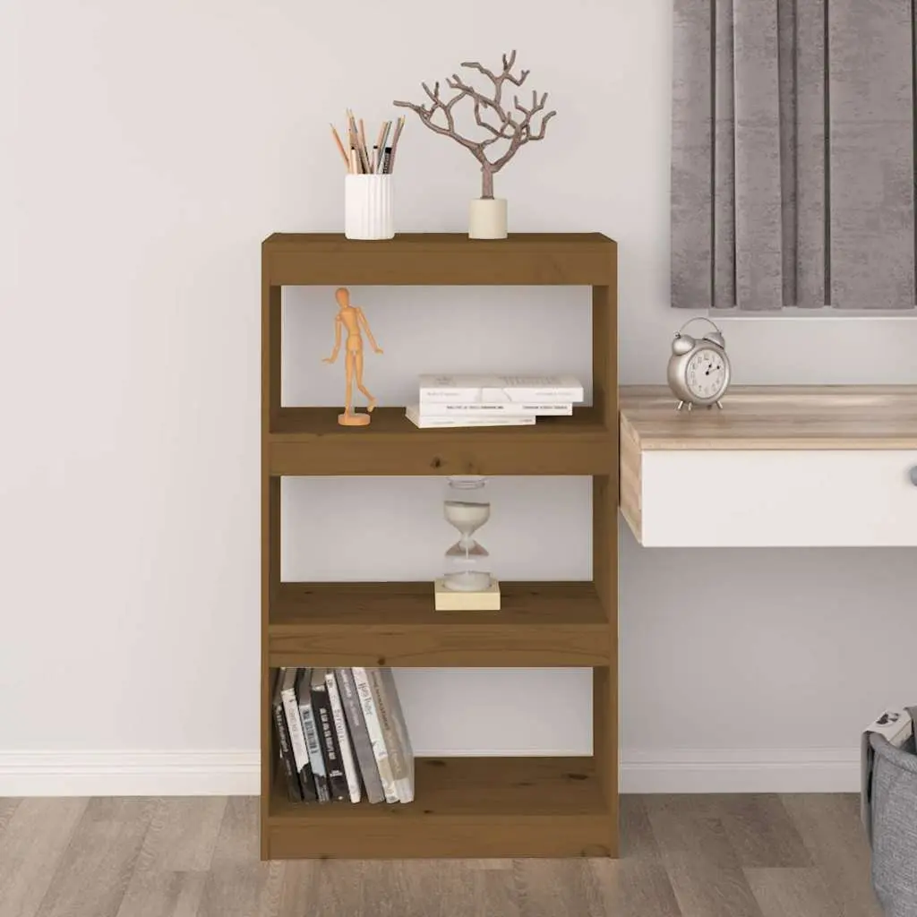 Honey Brown Wooden Book Cabinet with 3 Compartments