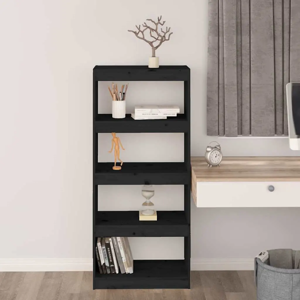 Black Solid Wood Pine Book Cabinet Room Divider