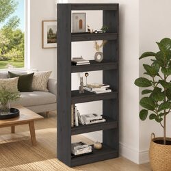 Grey Solid Wood Pine Book Cabinet Room Divider 60x30x167.5cm