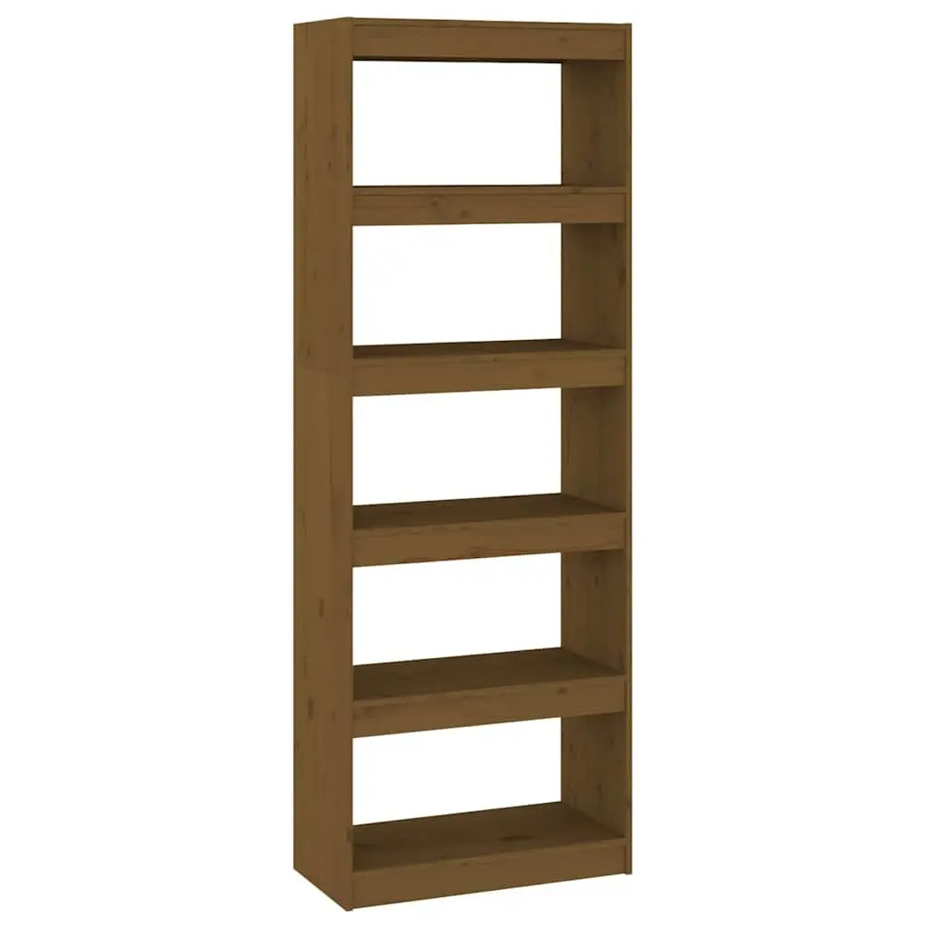 Solid Pine Wood Book Cabinet Room Divider Honey Brown