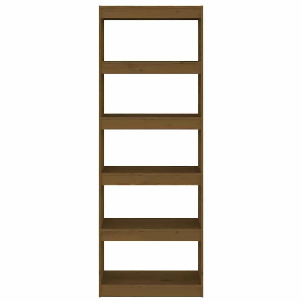 Solid Pine Wood Book Cabinet Room Divider Honey Brown