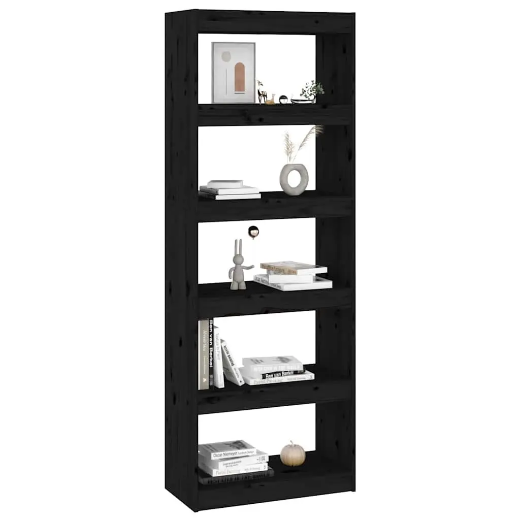 Book Cabinet Room Divider Bookcase Black 60x30x167.5 cm Solid Pine Wood Shelf