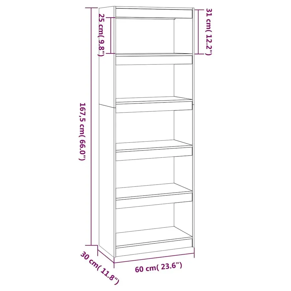 Book Cabinet Room Divider Bookcase Black 60x30x167.5 cm Solid Pine Wood Shelf