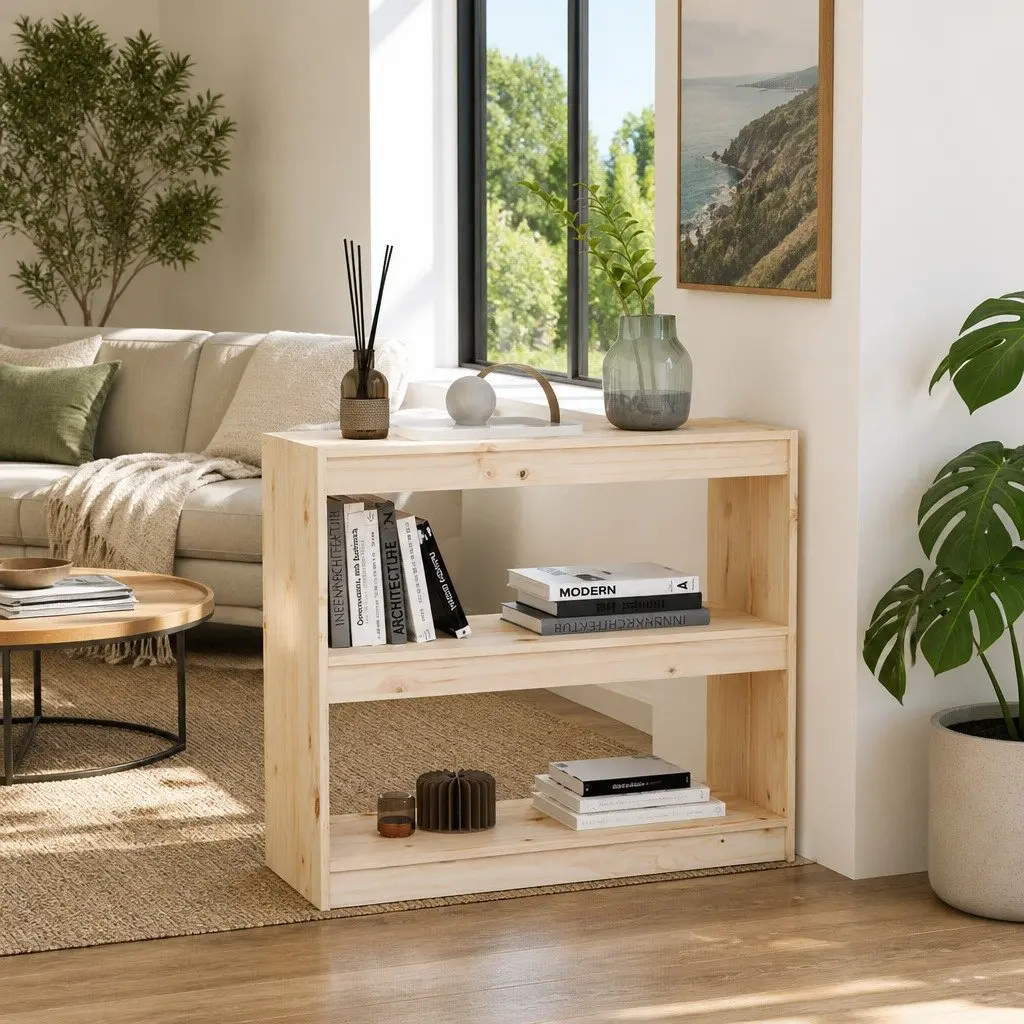 Solid Wood Pine Book Cabinet with Room Divider Function