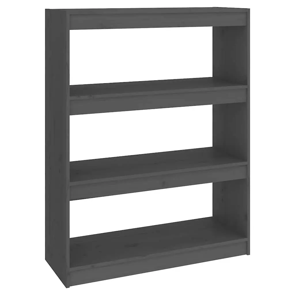 Book Cabinet Solid Pine Wood 80 x 30 x 103.5 cm Grey Room Divider Shelving Unit Storage Organizer