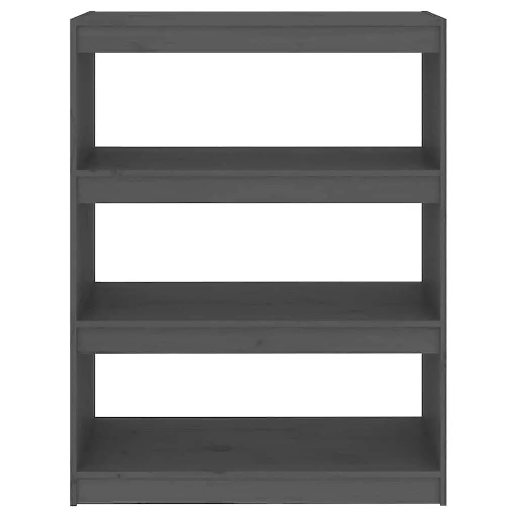 Book Cabinet Solid Pine Wood 80 x 30 x 103.5 cm Grey Room Divider Shelving Unit Storage Organizer