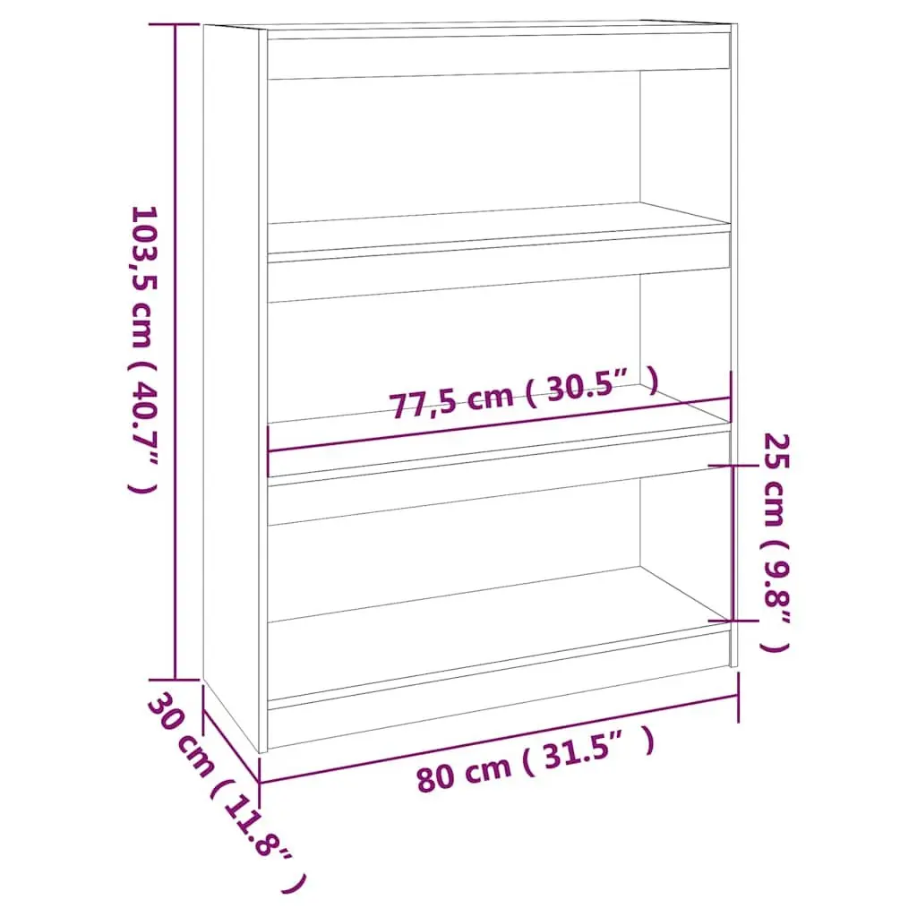 Book Cabinet Solid Pine Wood 80 x 30 x 103.5 cm Grey Room Divider Shelving Unit Storage Organizer