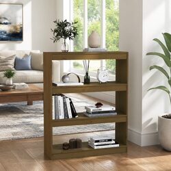Honey Brown Wooden Book Cabinet with 3 Compartments