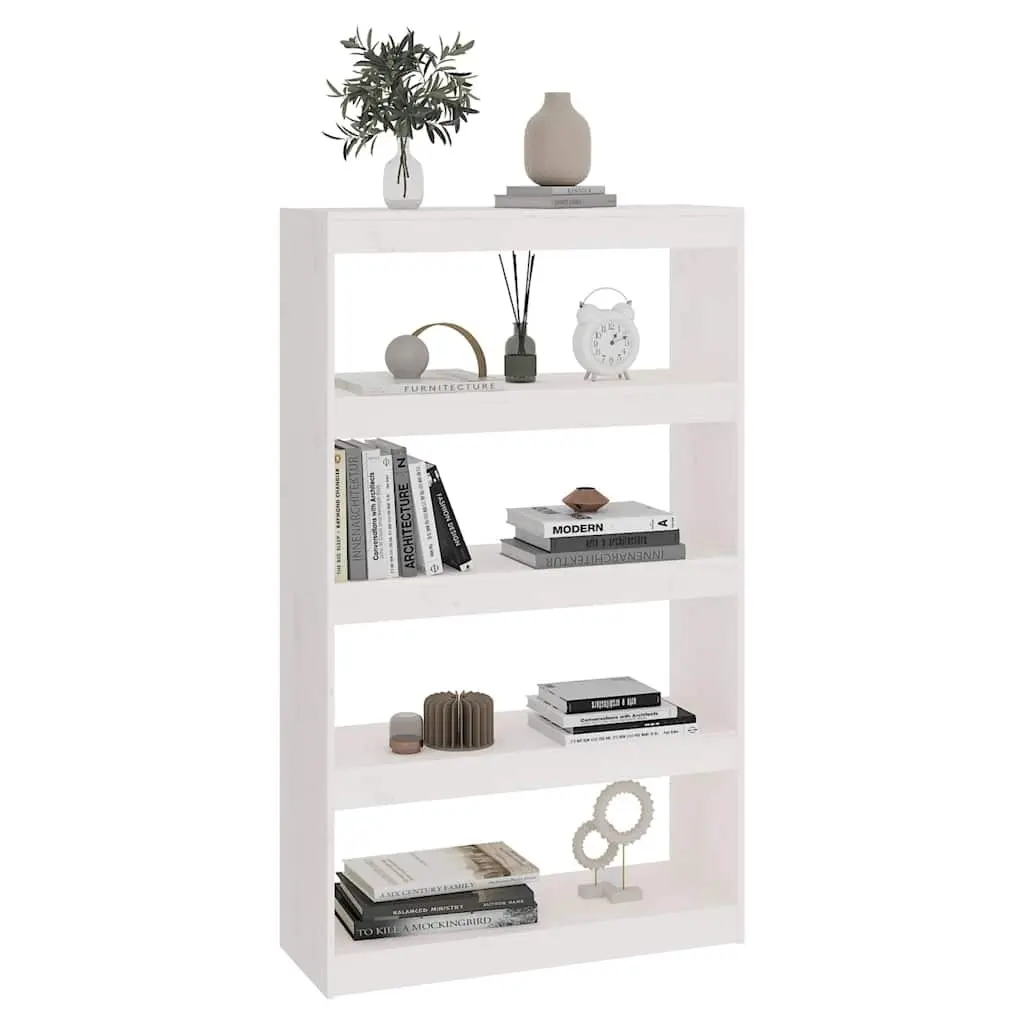 White Wooden Book Cabinet with 4 Compartments