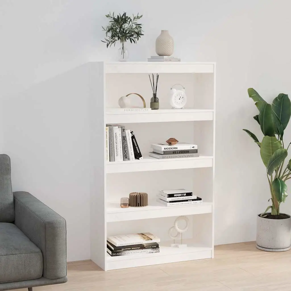 White Wooden Book Cabinet with 4 Compartments