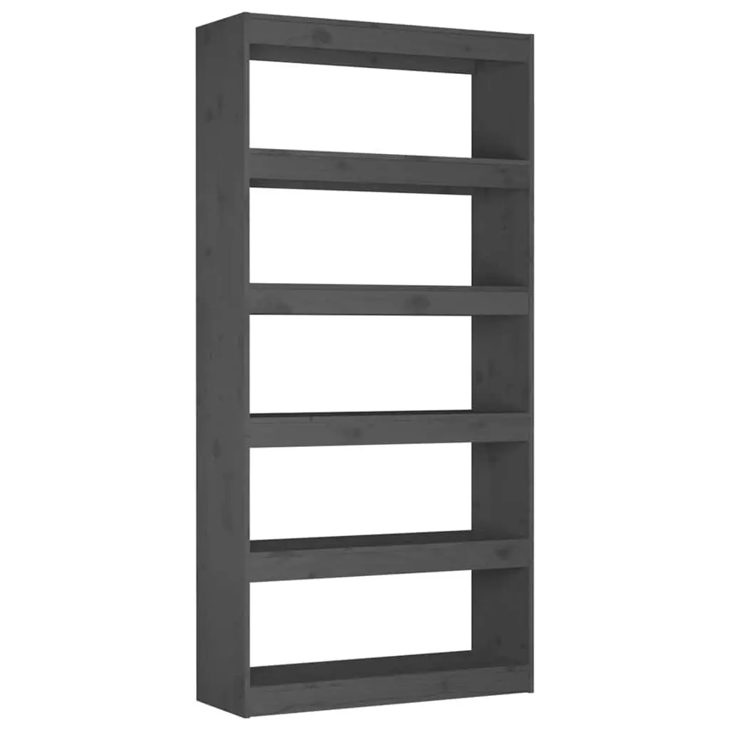 Book Cabinet Solid Pine Wood 80x30x167.4 cm Grey