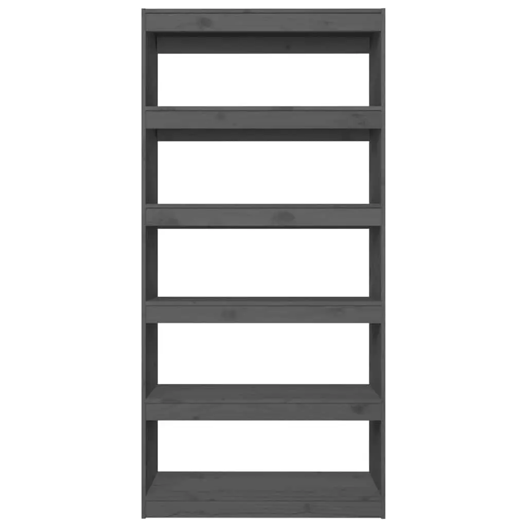 Book Cabinet Solid Pine Wood 80x30x167.4 cm Grey