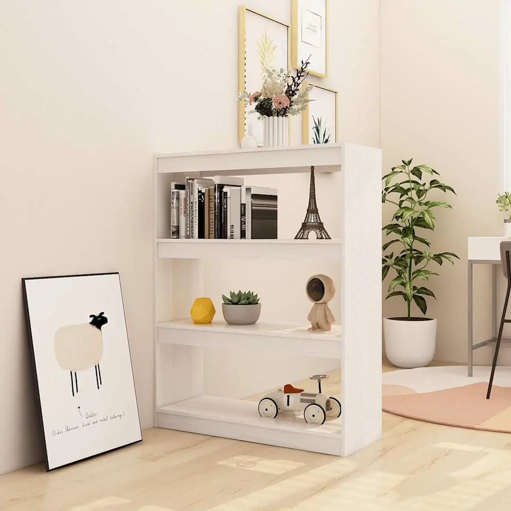 Book Cabinet Solid Pinewood 100x30x103 cm White Storage Organiser Room Divider