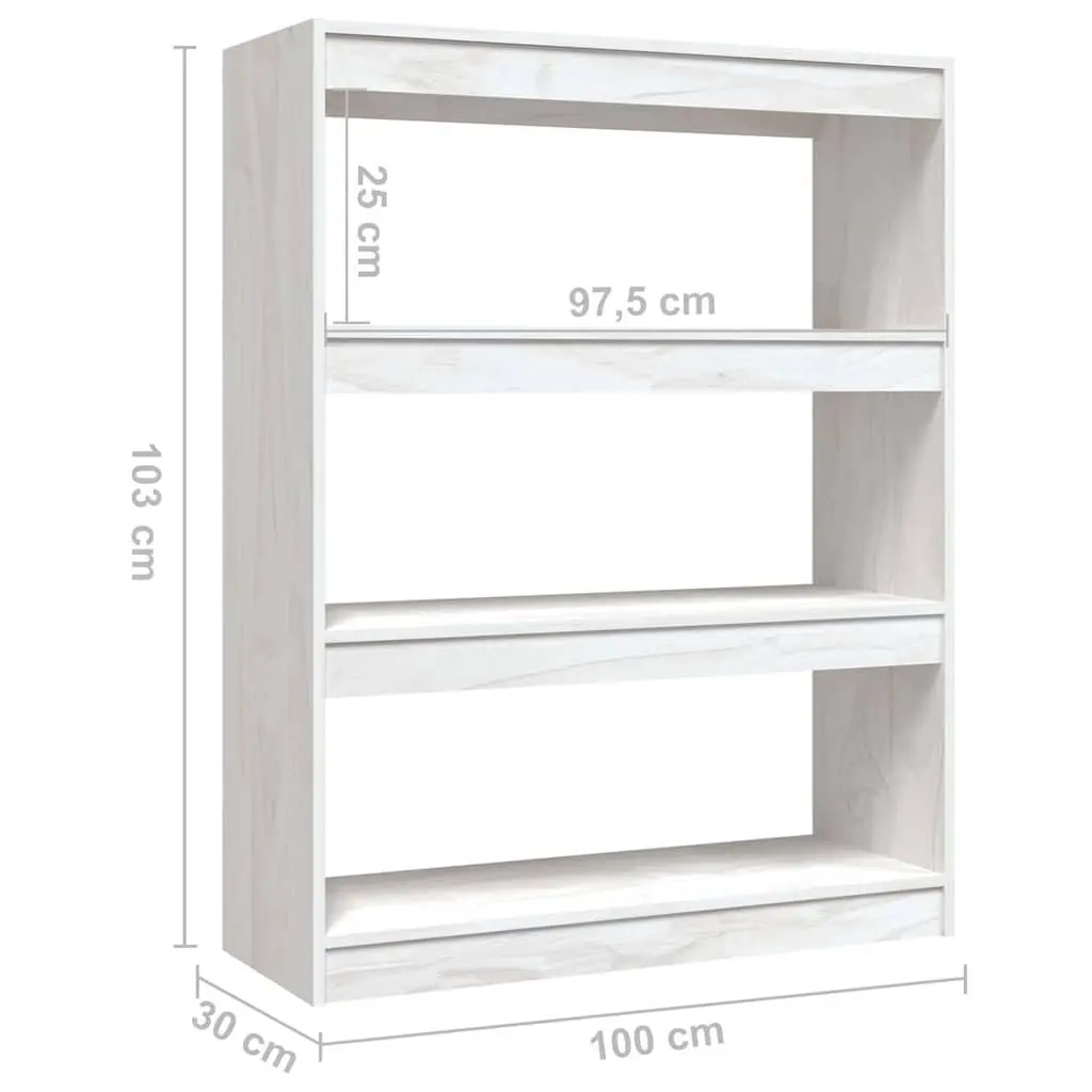 Book Cabinet Solid Pinewood 100x30x103 cm White Storage Organiser Room Divider