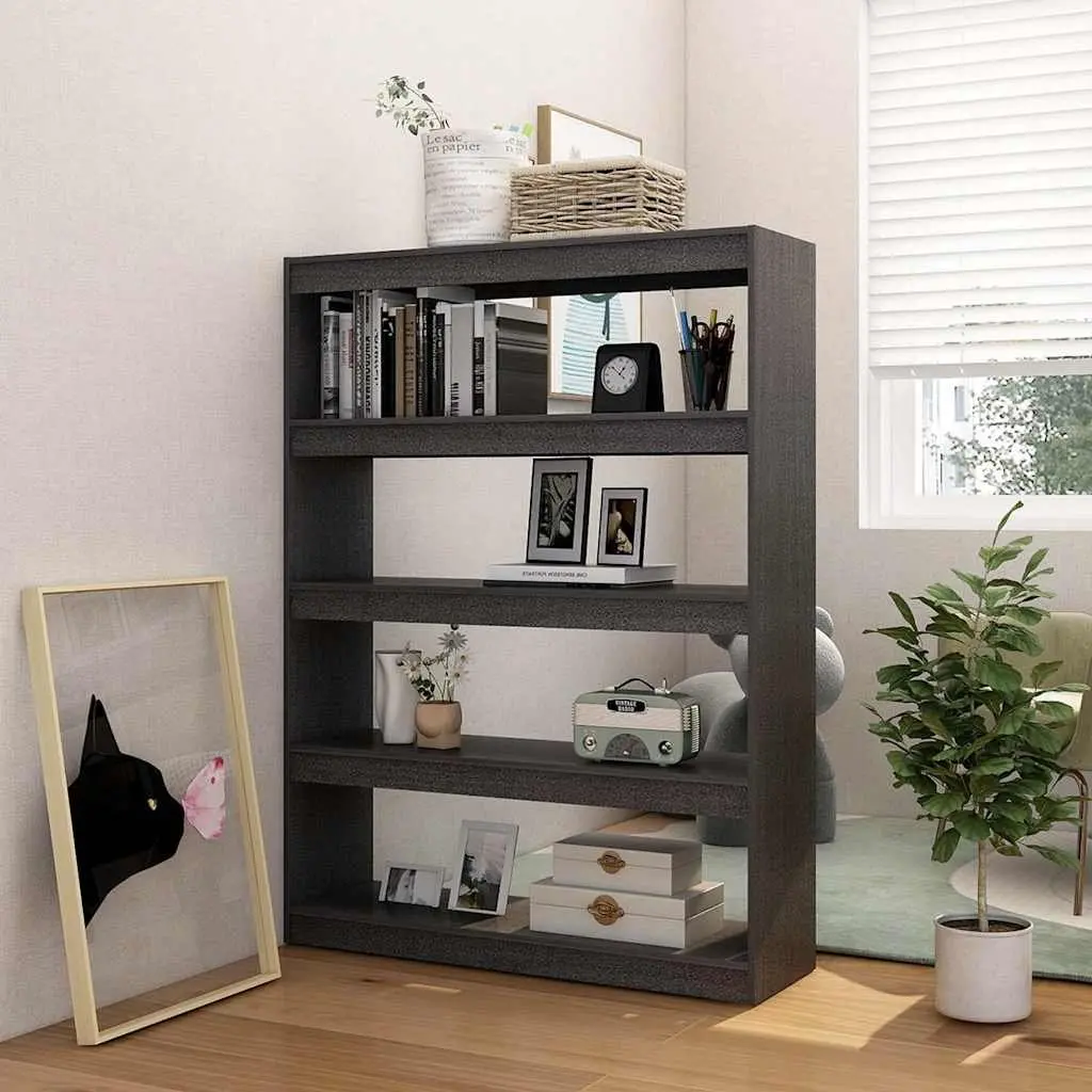 Book Cabinet Solid Pinewood 100x30x1355 cm Grey
