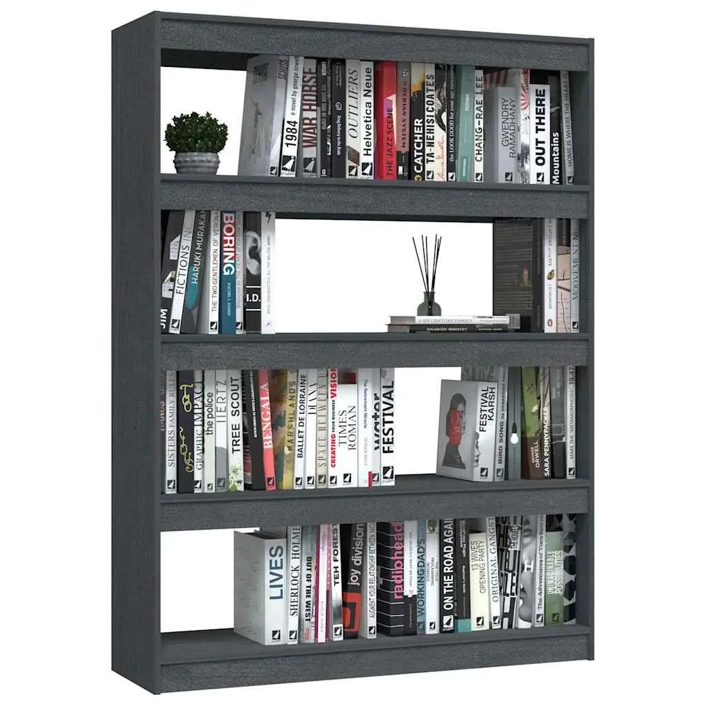 Book Cabinet Solid Pinewood 100x30x1355 cm Grey