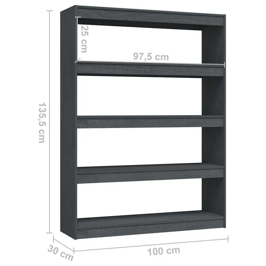 Book Cabinet Solid Pinewood 100x30x1355 cm Grey