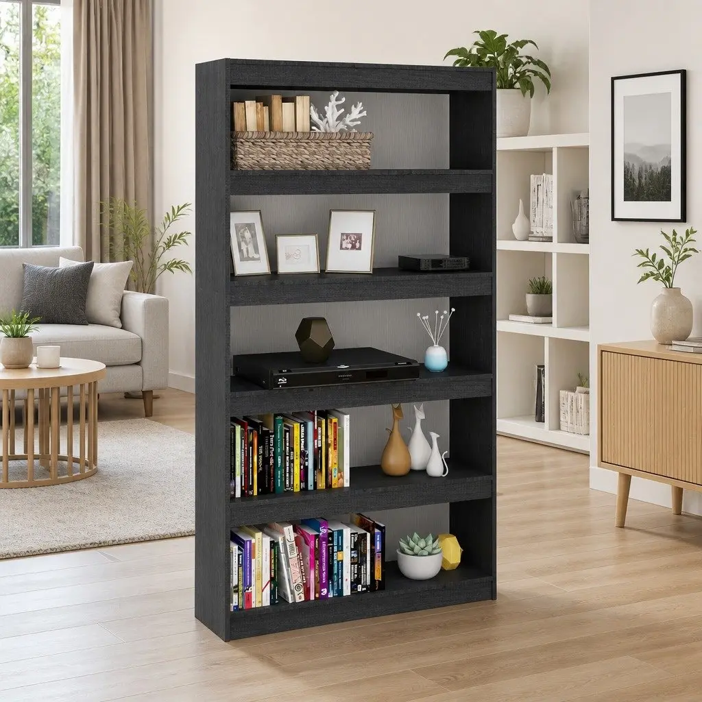 Grey Solid Pinewood Book Cabinet & Room Divider