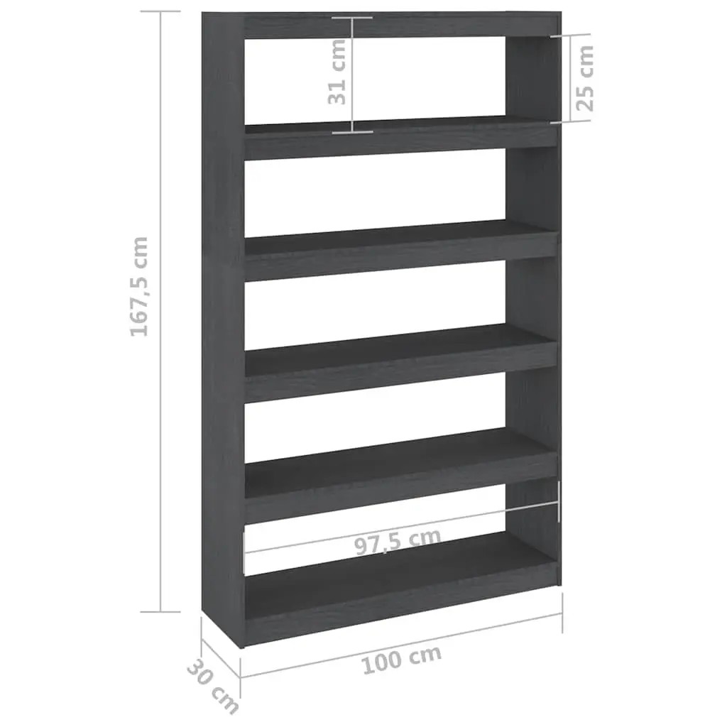 Grey Solid Pinewood Book Cabinet & Room Divider