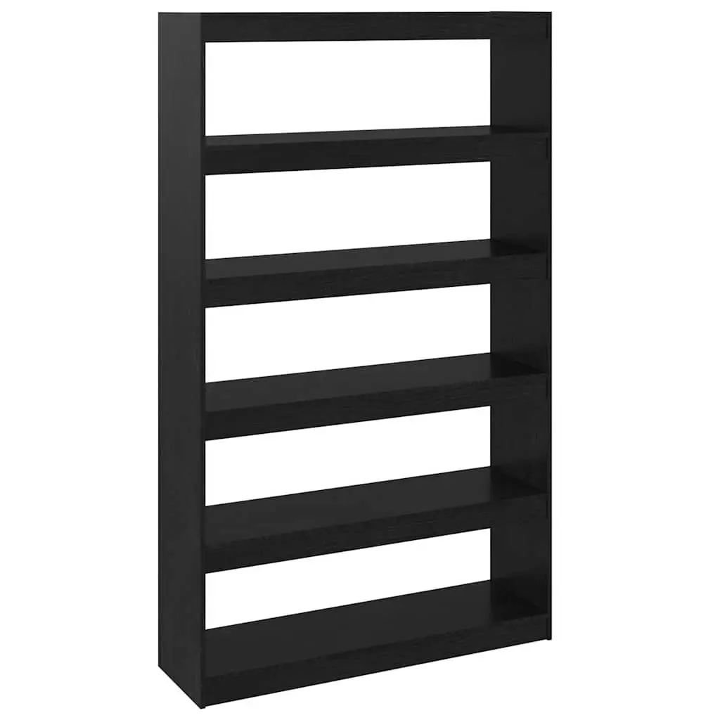 Black Solid Pinewood Book Cabinet and Room Divider