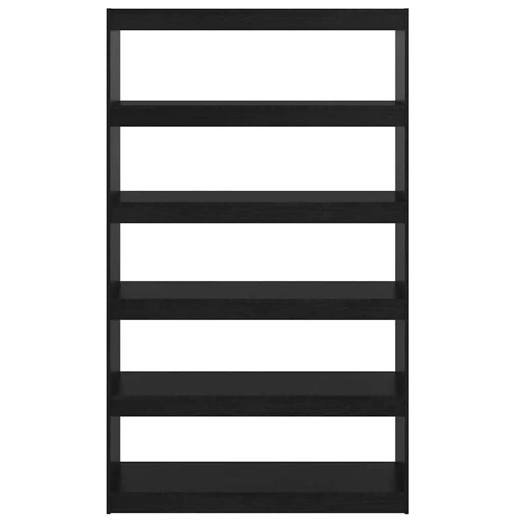 Black Solid Pinewood Book Cabinet and Room Divider