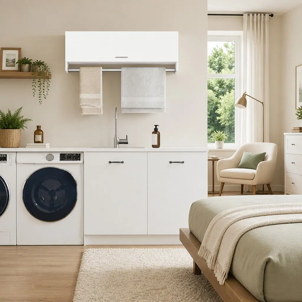 White Wardrobe Cabinet 100x32.5x35 cm with Hanger