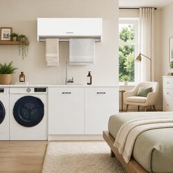 Sturdy White Wardrobe Cabinet 100x32.5x35 cm with Hanger