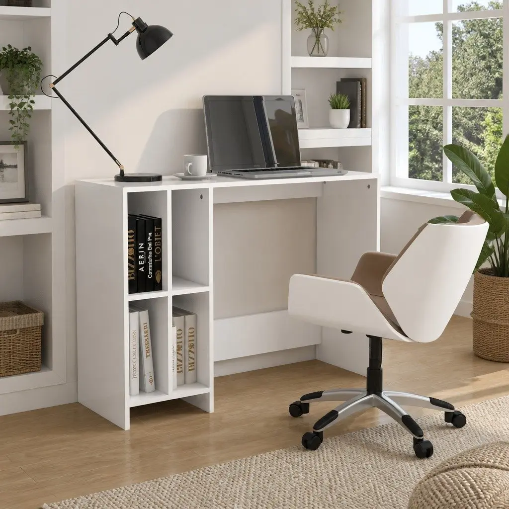 White Notebook Desk for Office and Study