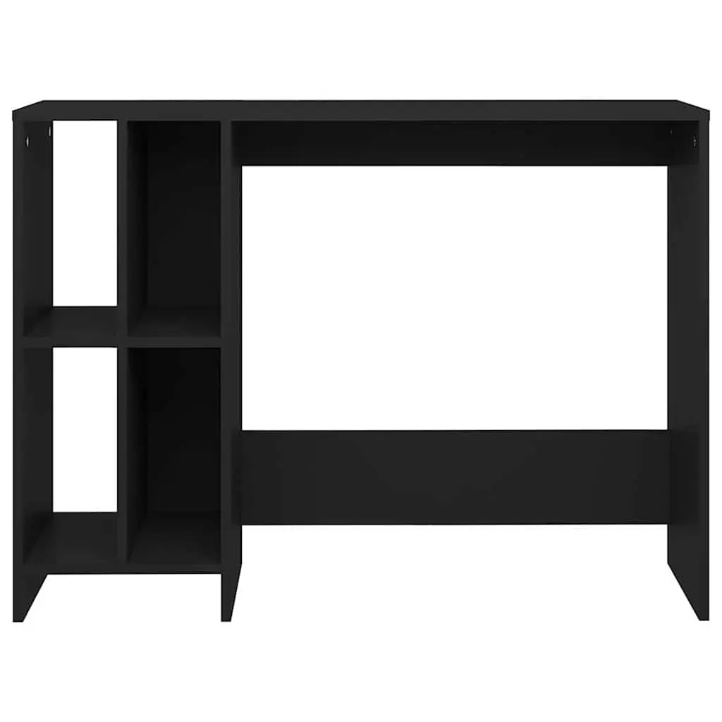Notebook Desk Black Compact Office Workstation Study Table Shelves Storage Space