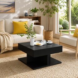 Black Square Coffee Table for Living Room Use