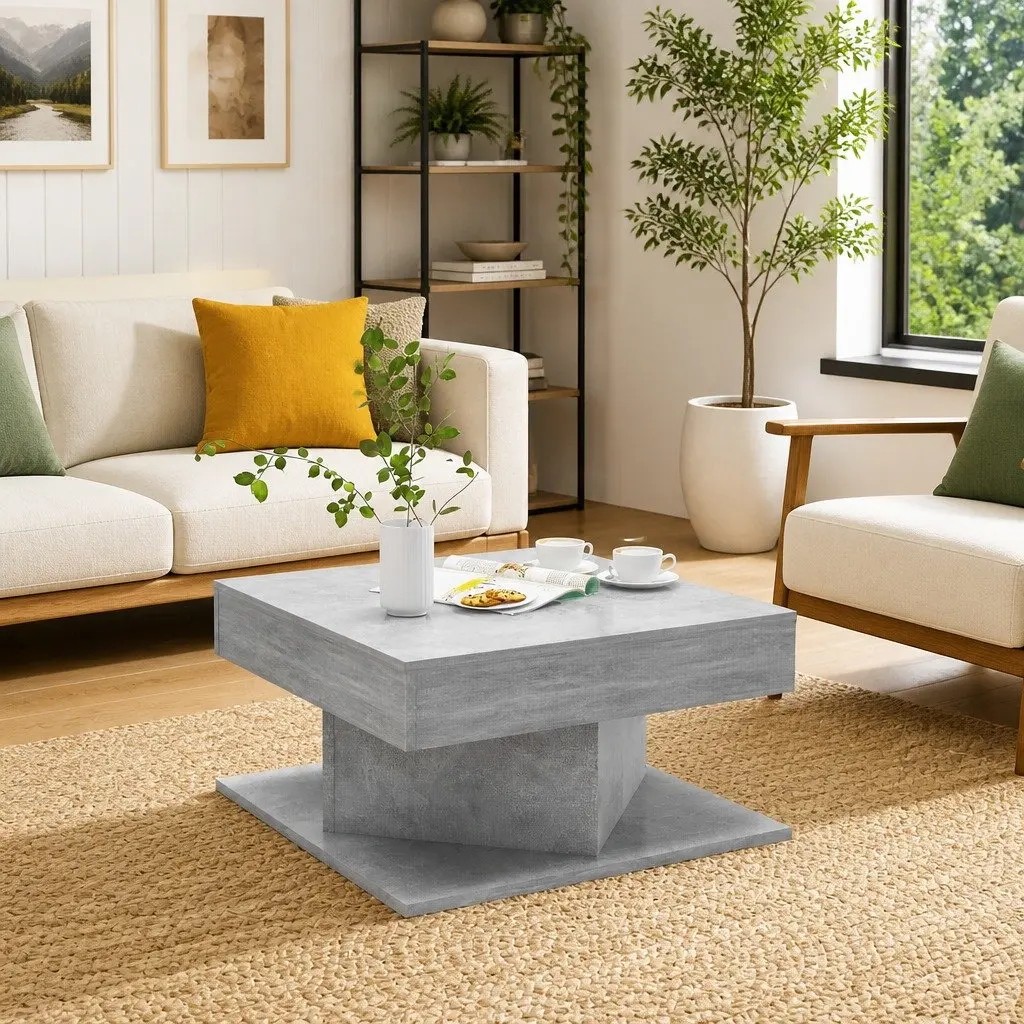 Grey Concrete Coffee Table with Storage 57x57x30 cm