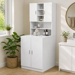 Sturdy White Bathroom Storage Cabinet with 2 Doors