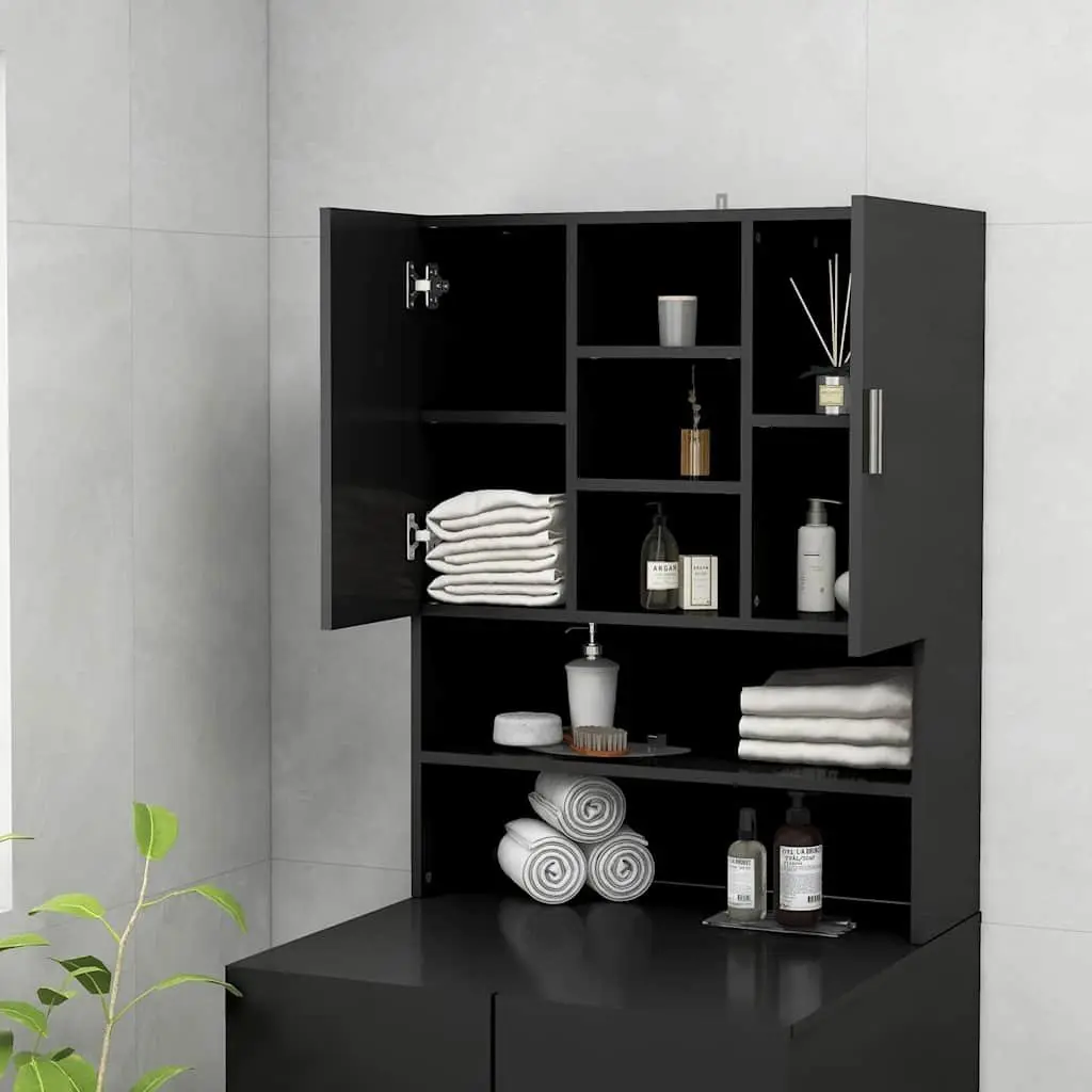 Black Washing Machine Cabinet for Bathroom Storage