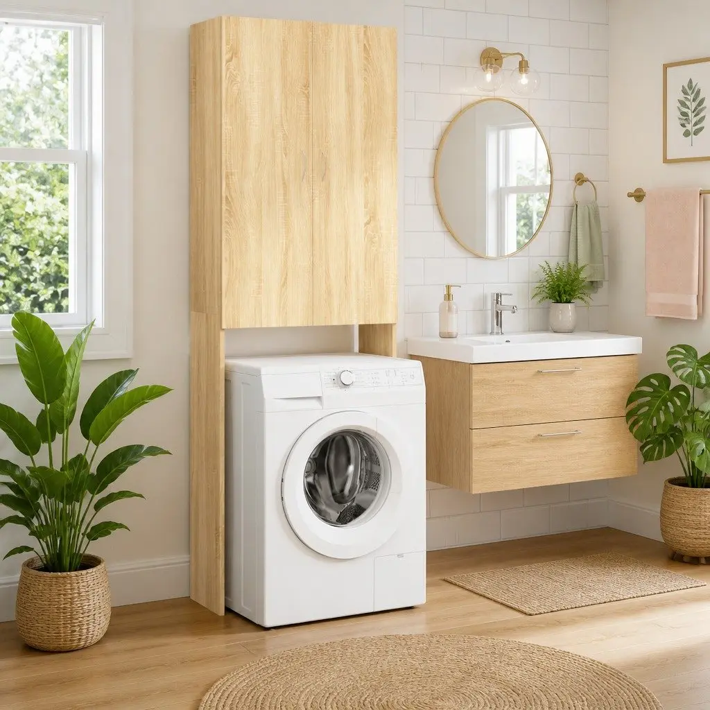 Sonoma Oak Washing Machine Cabinet with 2 Doors