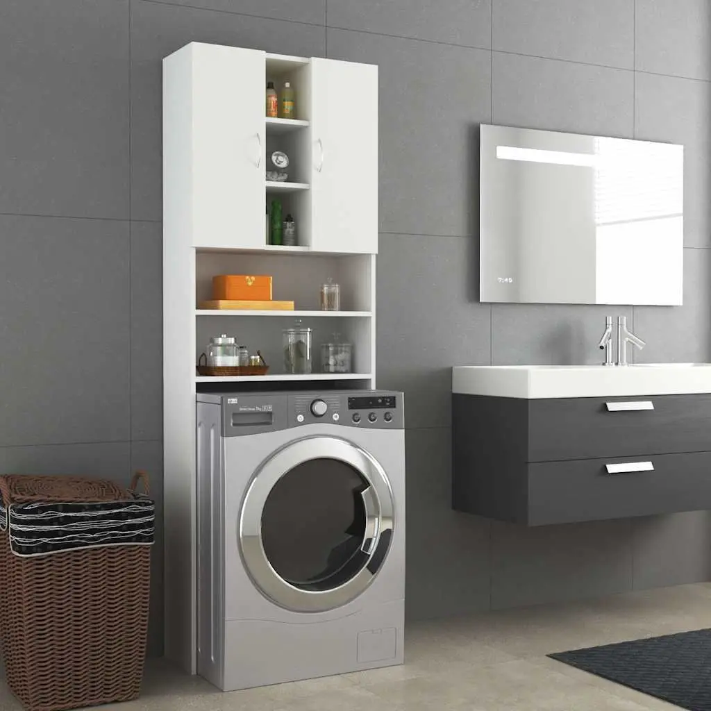 White Washing Machine Cabinet with 9 Compartments