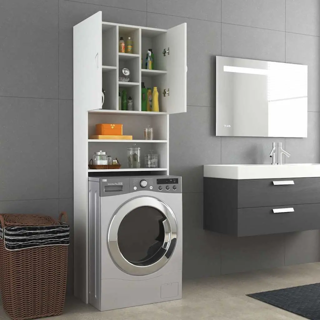 White Washing Machine Cabinet with 9 Compartments
