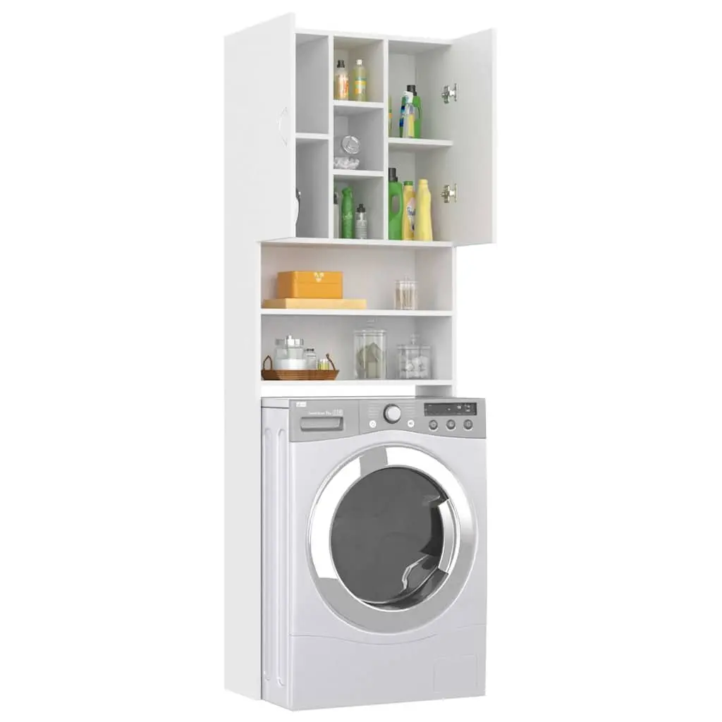 White Washing Machine Cabinet with 9 Compartments