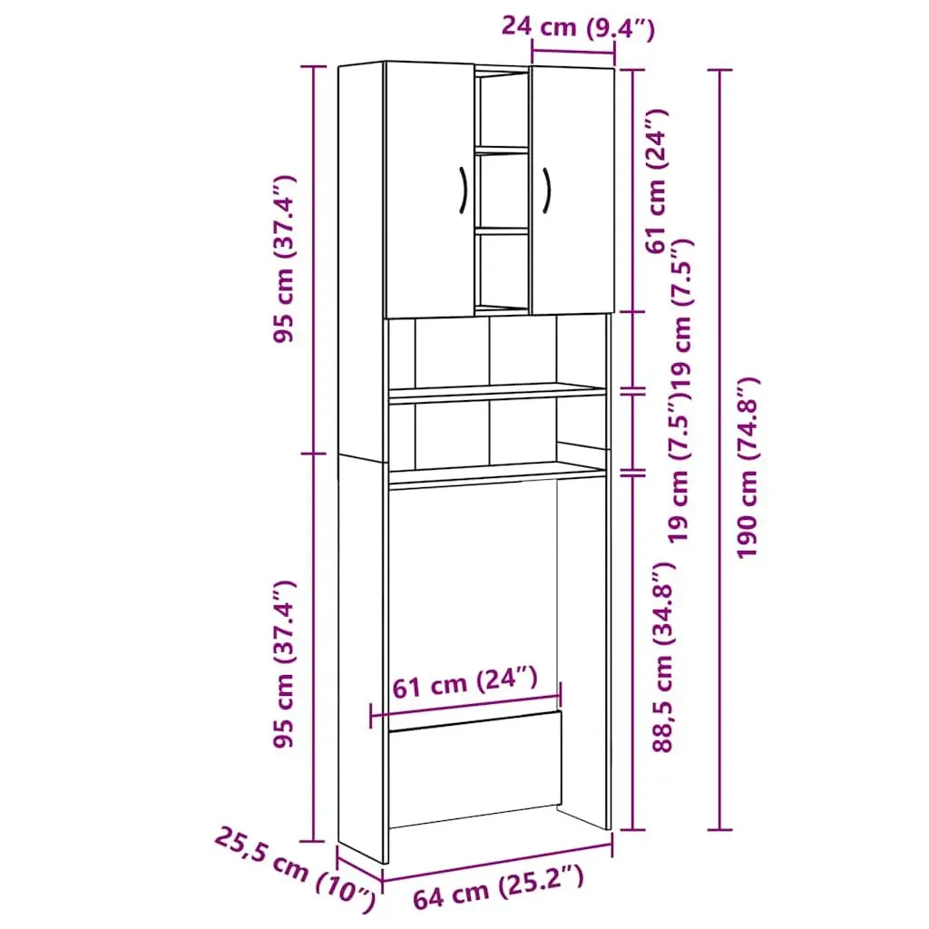White Washing Machine Cabinet with 9 Compartments
