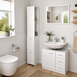 Durable White Bathroom Cabinet for Storage