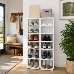 Elegant White Shoe Cabinet for Narrow Spaces